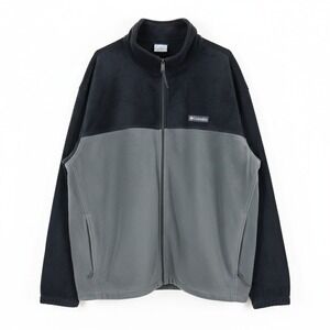 Columbia Fleece Jacket Mens 4XL Black Grey Full Zip EUC Athletic Outdoor 4X